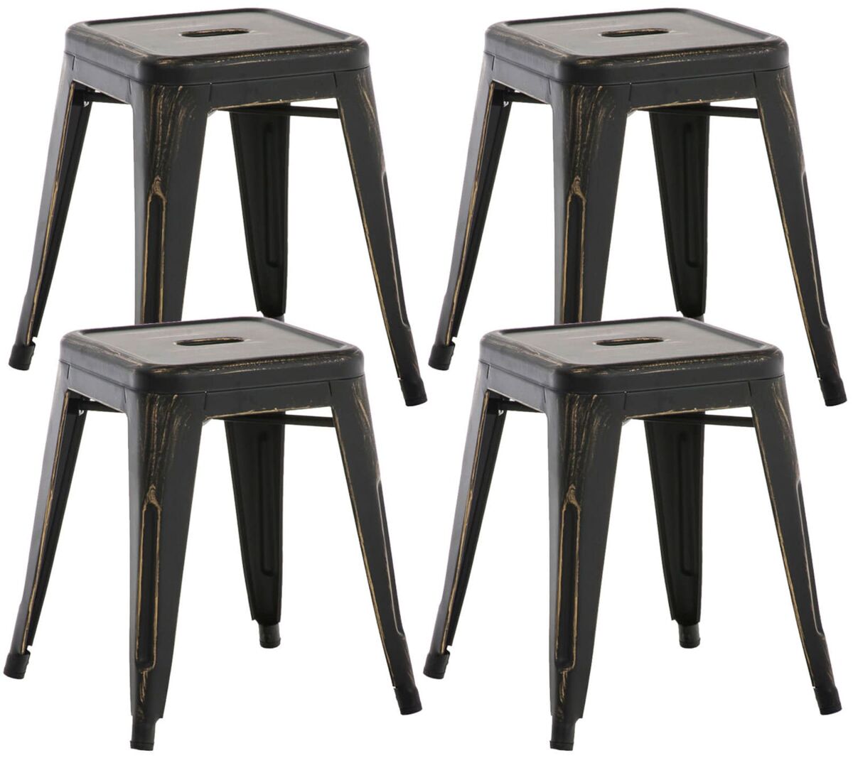 Set de 4 taburetes bajos armin metal negro-dorado 40x40x46 cm