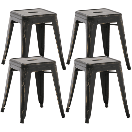 Set De 4 Taburetes Bajos Armin Metal Negro-dorado 40X40X46 cm
