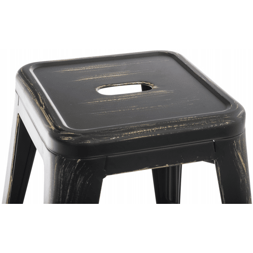 Set De 4 Taburetes Bajos Armin Metal Negro-dorado 40X40X46 cm
