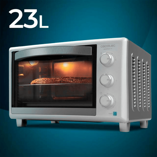 Cecotec Mini-forno elétrico multifunções, 23 litros de capacidade e porta com vidro duplo.