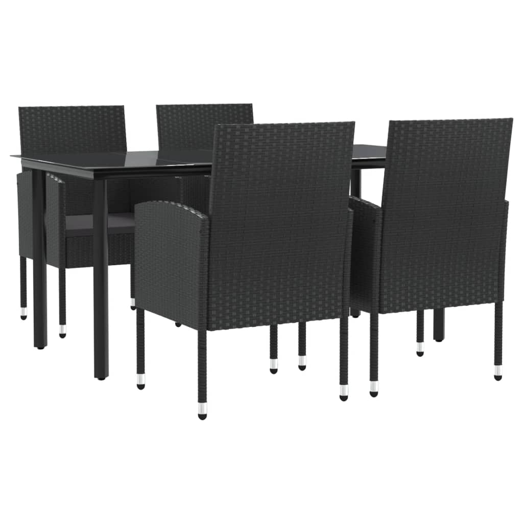 Juego de comedor de jardin 5 piezas ratán sintético y acero negro