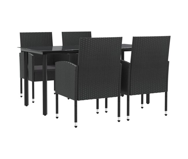 Juego de comedor de jardin 5 piezas ratán sintético y acero negro