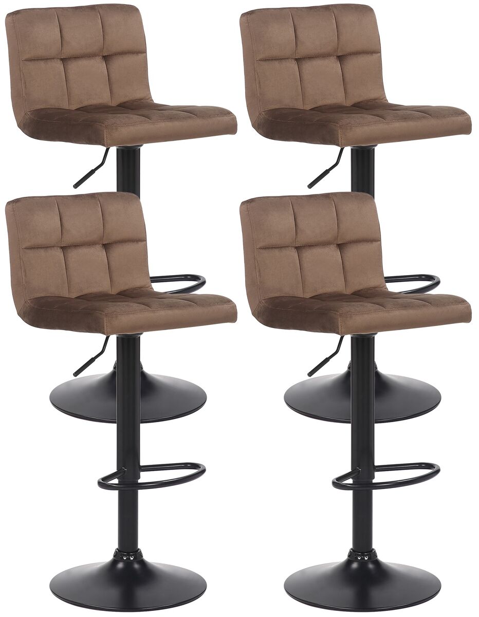 Set de 4 taburetes de bar feni en terciopelo marrón 40x40x85 cm