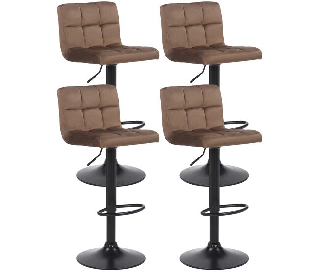 Set de 4 taburetes de bar feni en terciopelo marrón 40x40x85 cm