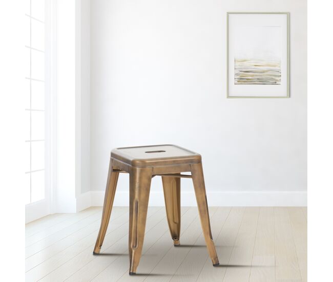Taburete armin metal dorado 40x40x46 cm