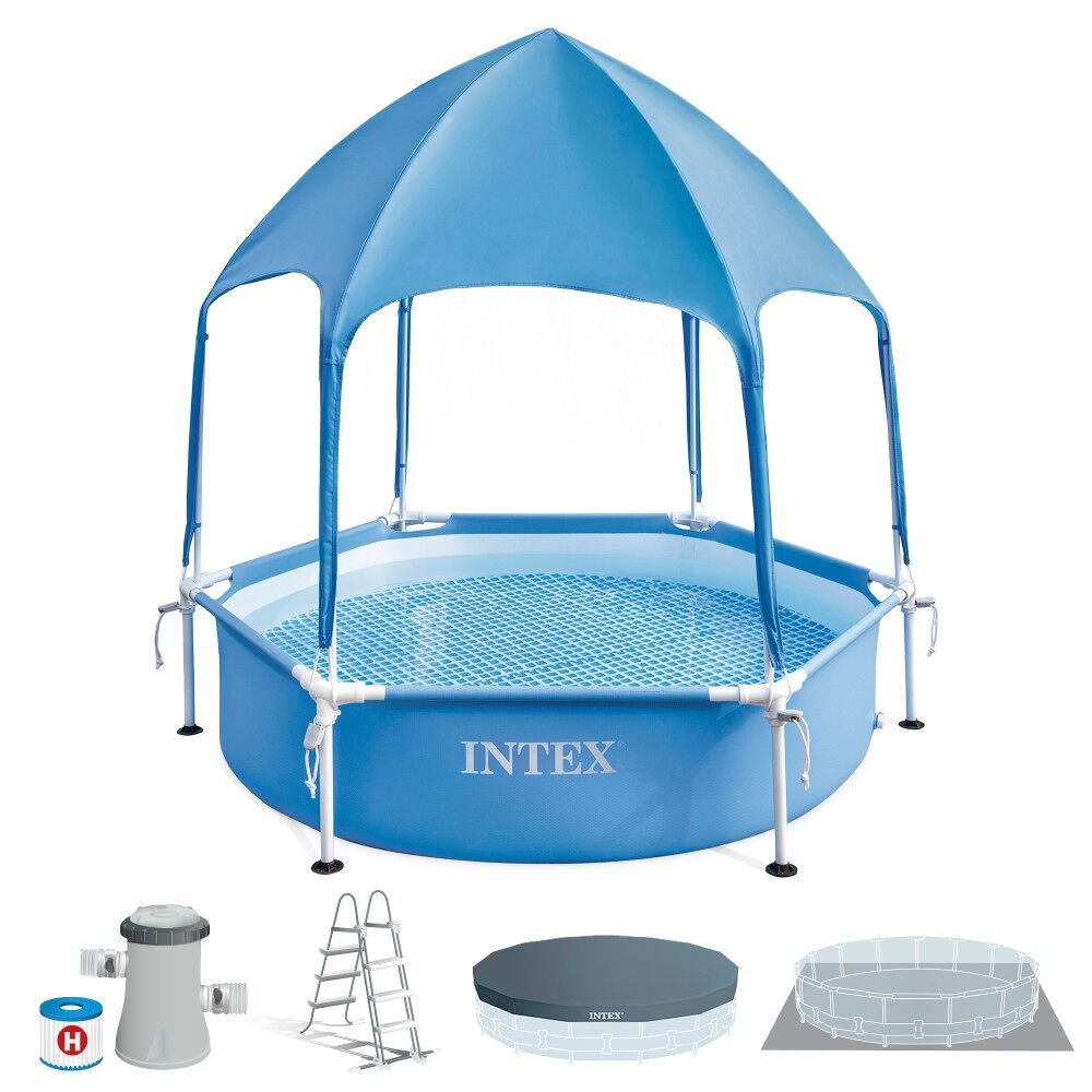 Piscina desmontable circular 700 L c/toldo desmontable Canopy Metal Frame INTEX