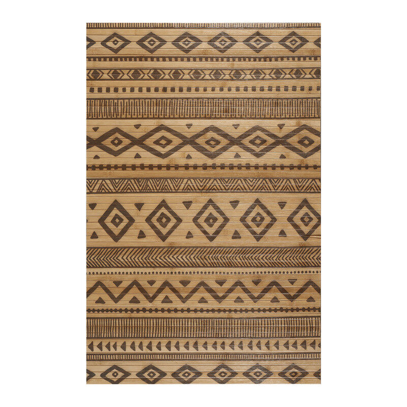 Alfombra de bambú natural antideslizante étnica negra, 80 x 150 cm