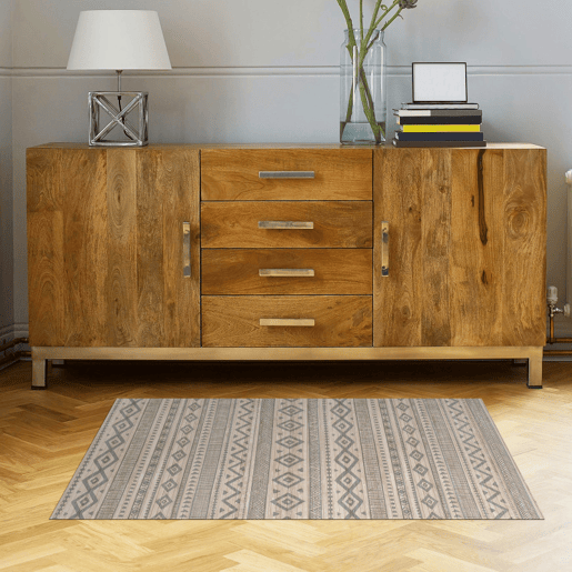 Tapete de Bambu natural antiderrapante interior e exterior Étnico Cinza 60 x 90 cm