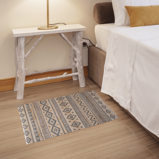 Tapete de Bambu natural antiderrapante interior e exterior Étnico Cinza 60 x 90 cm