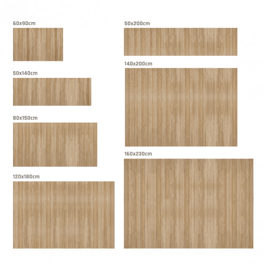 Tapete de Bambu natural antiderrapante interior e exterior Castanho Claro, 140 x 200 cm