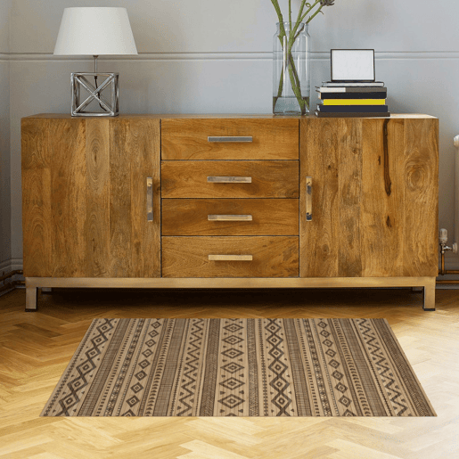 Tapete de Bambu natural antiderrapante interior e exterior Étnico Preto 140 x 200 cm