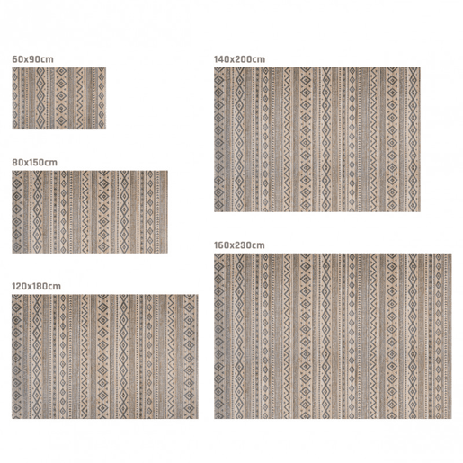 Tapete de Bambu natural antiderrapante interior e exterior Étnico Cinza 160 x 230 cm