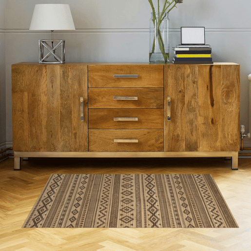 Tapete de Bambu natural antiderrapante interior e exterior Étnico Preto 60 x 90 cm