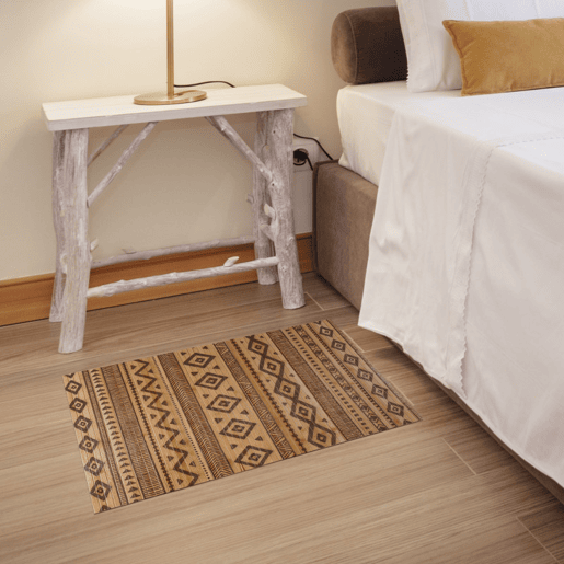 Tapete de Bambu natural antiderrapante interior e exterior Étnico Preto 60 x 90 cm