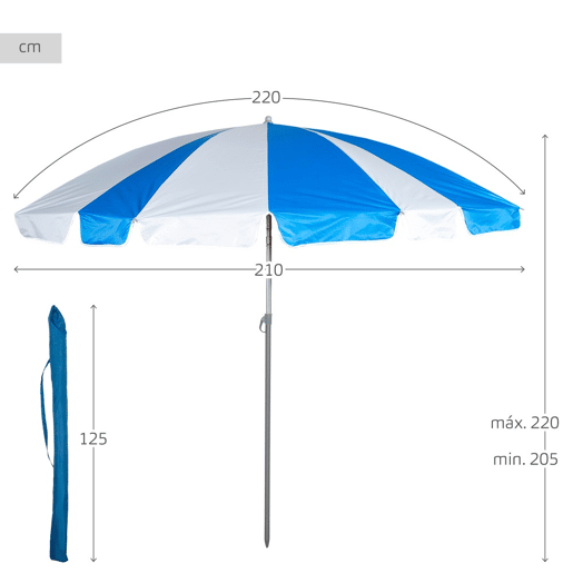 Aktive Guarda-sol grande 220 cm twister inclinável UV50 ccapa