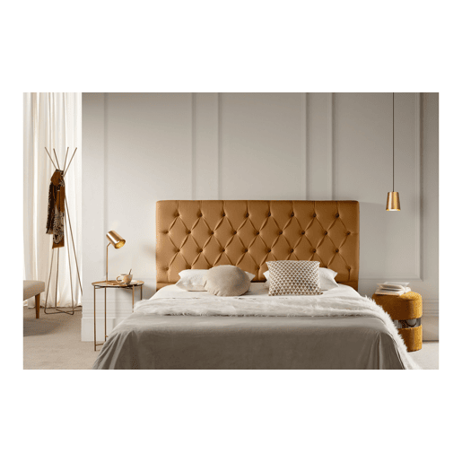 Cabeceira Estofada CAPRI Pele Sintética 210x120x12 cm - Castanho Claro - Moonia