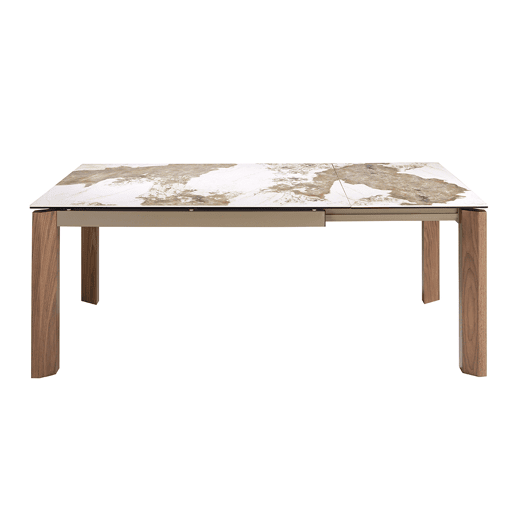 ANGEL CERDA Mesa de jantar extensível retangular mármore porcelânico e nogueira