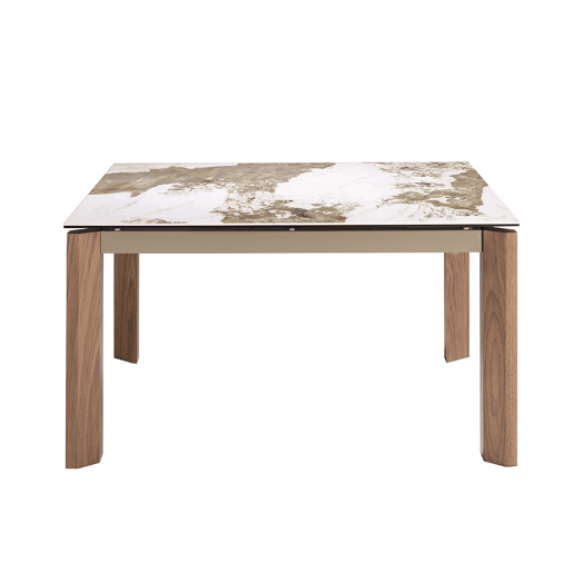 ANGEL CERDA Mesa de jantar extensível retangular mármore porcelânico e nogueira
