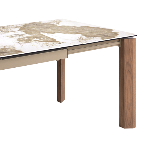 ANGEL CERDA Mesa de jantar extensível retangular mármore porcelânico e nogueira