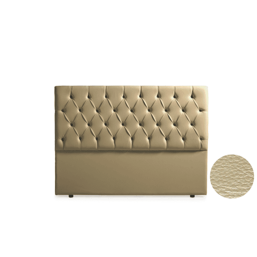 Cabeceira Estofada CAPRI Pele Sintética 130x120x12 cm - Dourado - Moonia