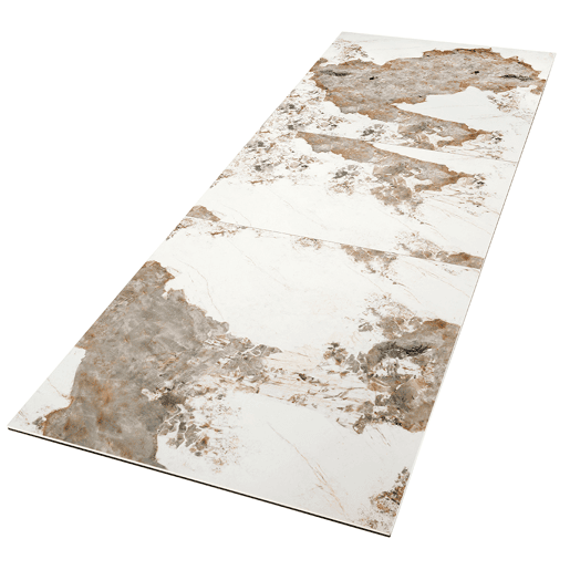 ANGEL CERDA Mesa de jantar extensível retangular em mármore porcelânico e aço cinzento taupe