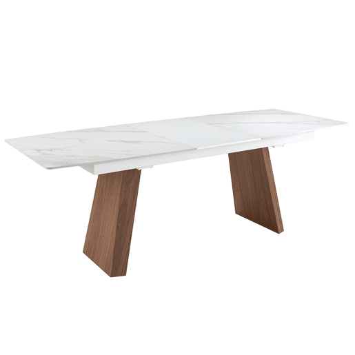 ANGEL CERDA Mesa de jantar extensível barril oval mármore porcelânico e nogueira ANGEL CERDA Mesa de jantar extensível barril oval mármore porcelânico e nogueira