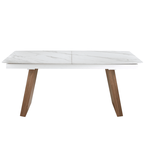 ANGEL CERDA Mesa de jantar extensível barril oval mármore porcelânico e nogueira ANGEL CERDA Mesa de jantar extensível barril oval mármore porcelânico e nogueira