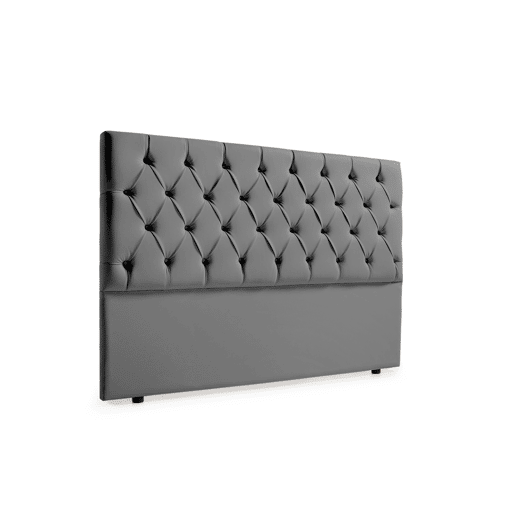 Cabeceira Estofada CAPRI Pele Sintética 170x120x12 cm - CINZA ESCURO - Moonia