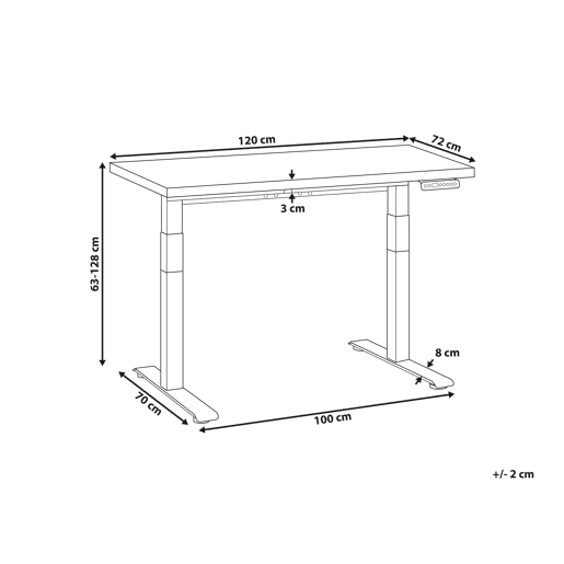 Secretária de pé ajustável eletricamente DESTINES CinzentoBranco 120 cm 72 cm