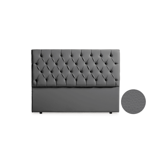 Cabeceira Estofada CAPRI Pele Sintética 160x120x12 cm - CINZA ESCURO - Moonia