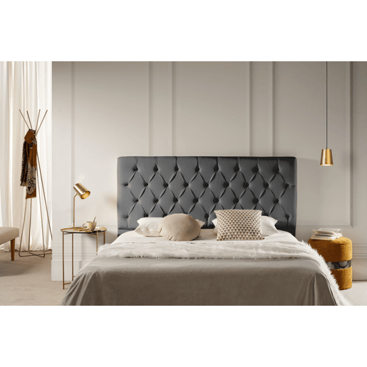 Cabeceira Estofada CAPRI Pele Sintética 160x120x12 cm - CINZA ESCURO - Moonia