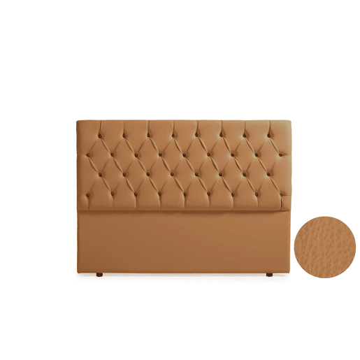 Cabeceira Estofada CAPRI Pele Sintética 170x120x12 cm - Castanho Claro - Moonia