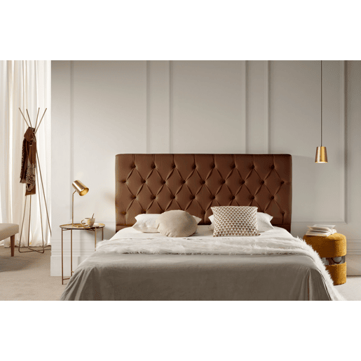Cabeceira Estofada CAPRI Pele Sintética 220x120x12 cm - Castanho - Moonia