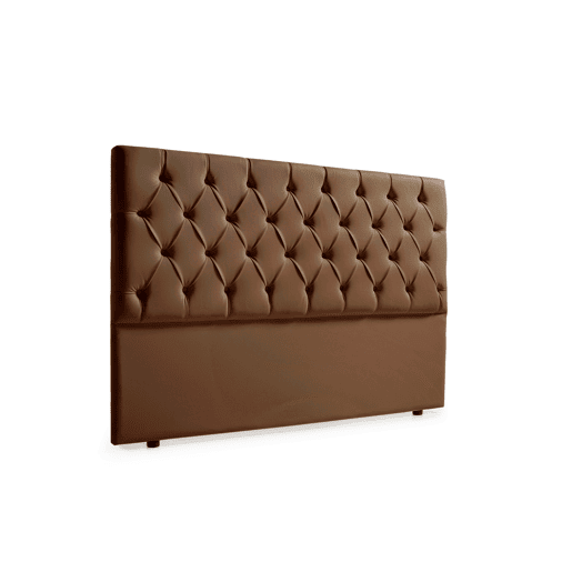Cabeceira Estofada CAPRI Pele Sintética 220x120x12 cm - Castanho - Moonia