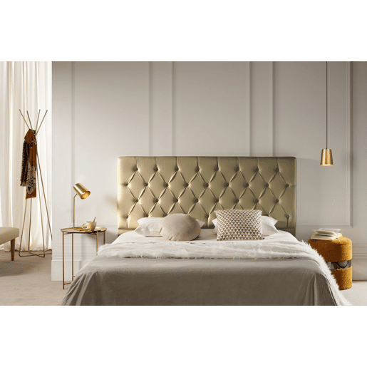 Cabeceira Estofada CAPRI Pele Sintética 100x120x12 cm - Dourado - Moonia