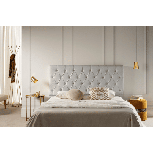 Cabeceira Estofada CAPRI Pele Sintética 145x120x12 cm - CINZA CLARO - Moonia