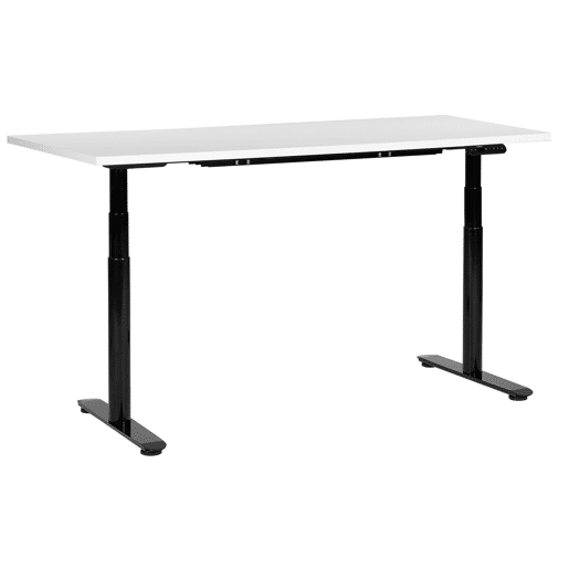 Secretária de pé ajustável eletricamente DESTINAS BrancoPreto 160 cm 72 cm