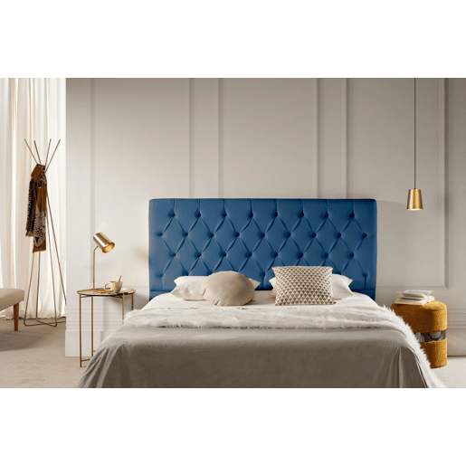 Cabeceira Estofada CAPRI Pele Sintética 210x120x12 cm - AZUL ESCURO - Moonia