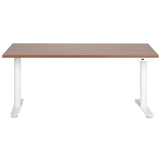 Secretária de pé ajustável eletricamente DESTINAS CastanhoBranco 160 cm 72 cm