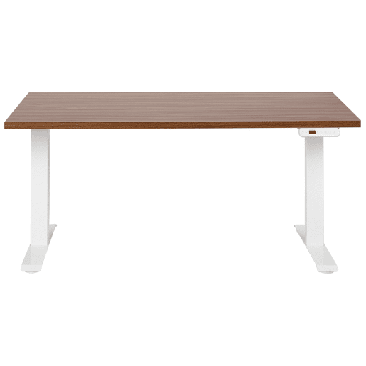 Secretária de pé ajustável eletricamente DESTINES CastanhoBranco 160 cm 72 cm