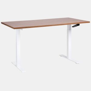 Secretária de pé ajustável manualmente DESTINES CastanhoBranco 160 cm 72 cm