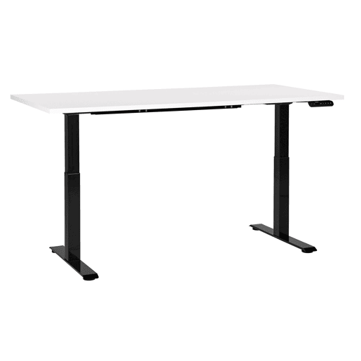 Secretária de pé ajustável eletricamente DESTINES BrancoPreto 160 cm 72 cm