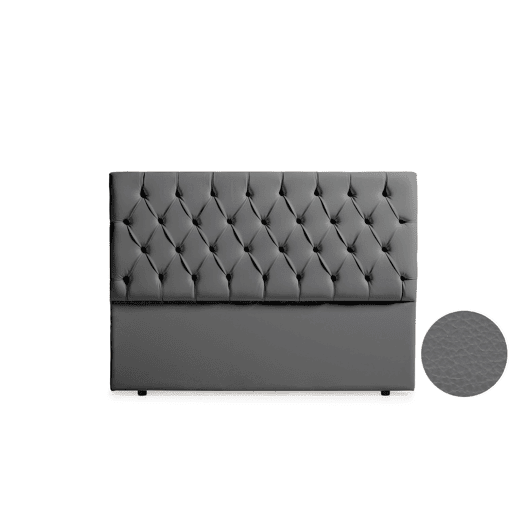 Cabeceira Estofada CAPRI Pele Sintética 90x120x12 cm - CINZA ESCURO - Moonia