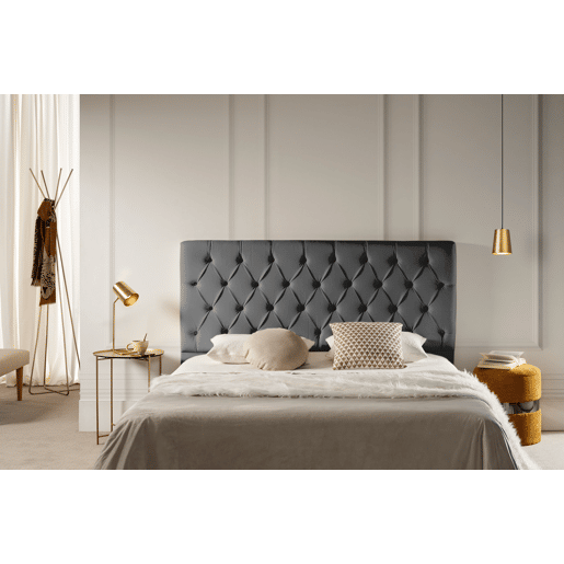 Cabeceira Estofada CAPRI Pele Sintética 90x120x12 cm - CINZA ESCURO - Moonia
