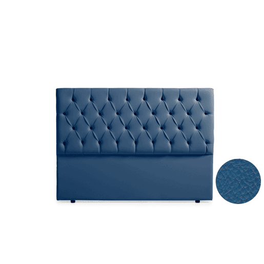 Cabeceira Estofada CAPRI Pele Sintética 190x120x12 cm - AZUL ESCURO - Moonia