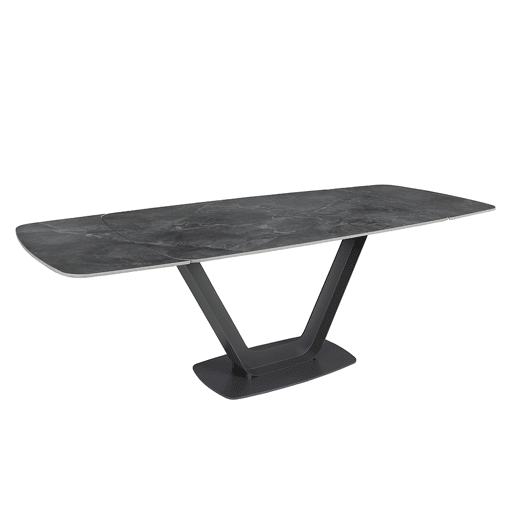 ANGEL CERDA Mesa de jantar extensível barril oval mármore porcelânico e aço preto