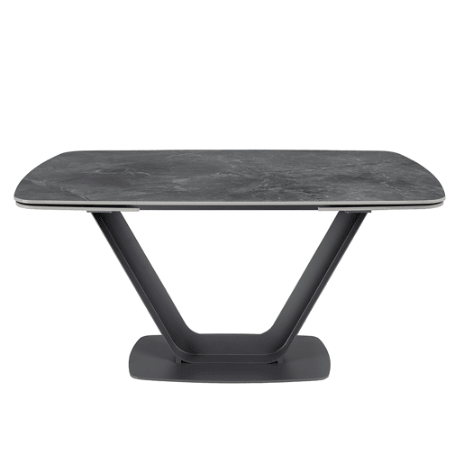 ANGEL CERDA Mesa de jantar extensível barril oval mármore porcelânico e aço preto