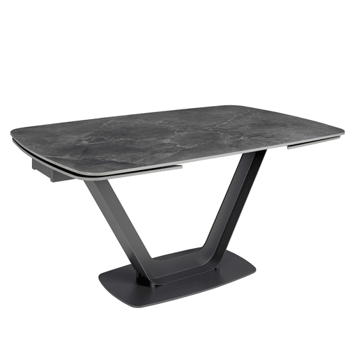 ANGEL CERDA Mesa de jantar extensível barril oval mármore porcelânico e aço preto