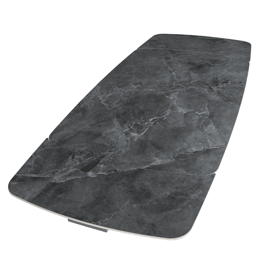 ANGEL CERDA Mesa de jantar extensível barril oval mármore porcelânico e aço preto