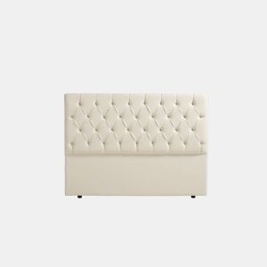 Cabeceira Estofada CAPRI Pele Sintética 130x120x12 cm - Branco escuro - Moonia